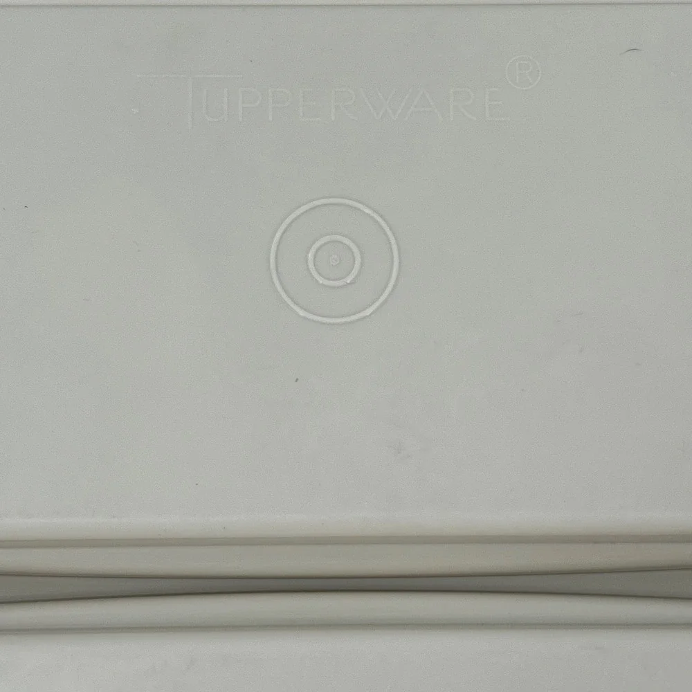 Vintage Tupperware Divided Serving‎ Tray with Lid Almond Cream Rectangular 723-2